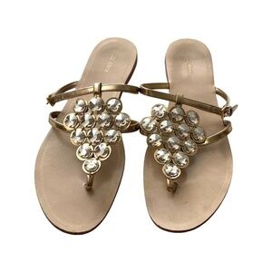 Miu Miu Jeweled Gold Thong Sandals Size 40.5